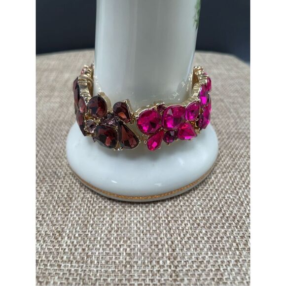 Women's Austrian Crystal Teardrop 2 Layer Marquise Cut Stretch Bracelet - Picture 2 of 9